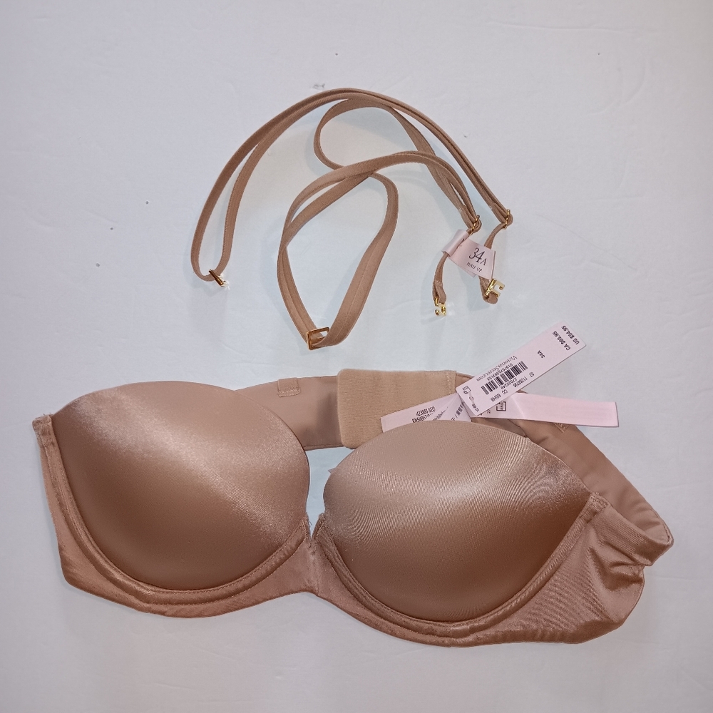 VS Very Sexy Strapless Push Up Bra Praline 34A NEW WITH TAGS
